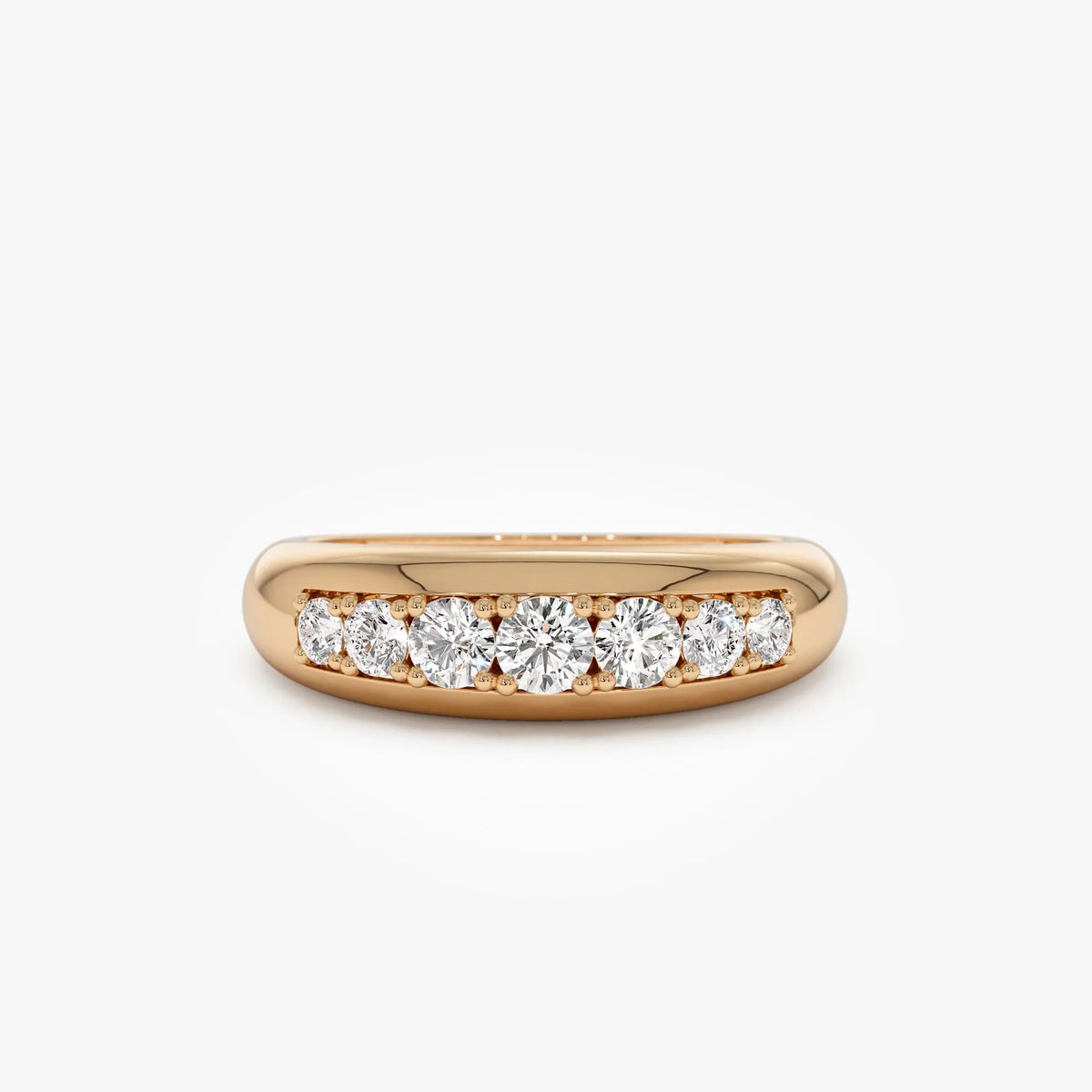 14k Solid Gold Round Diamond 0.45 Carat Dome Ring