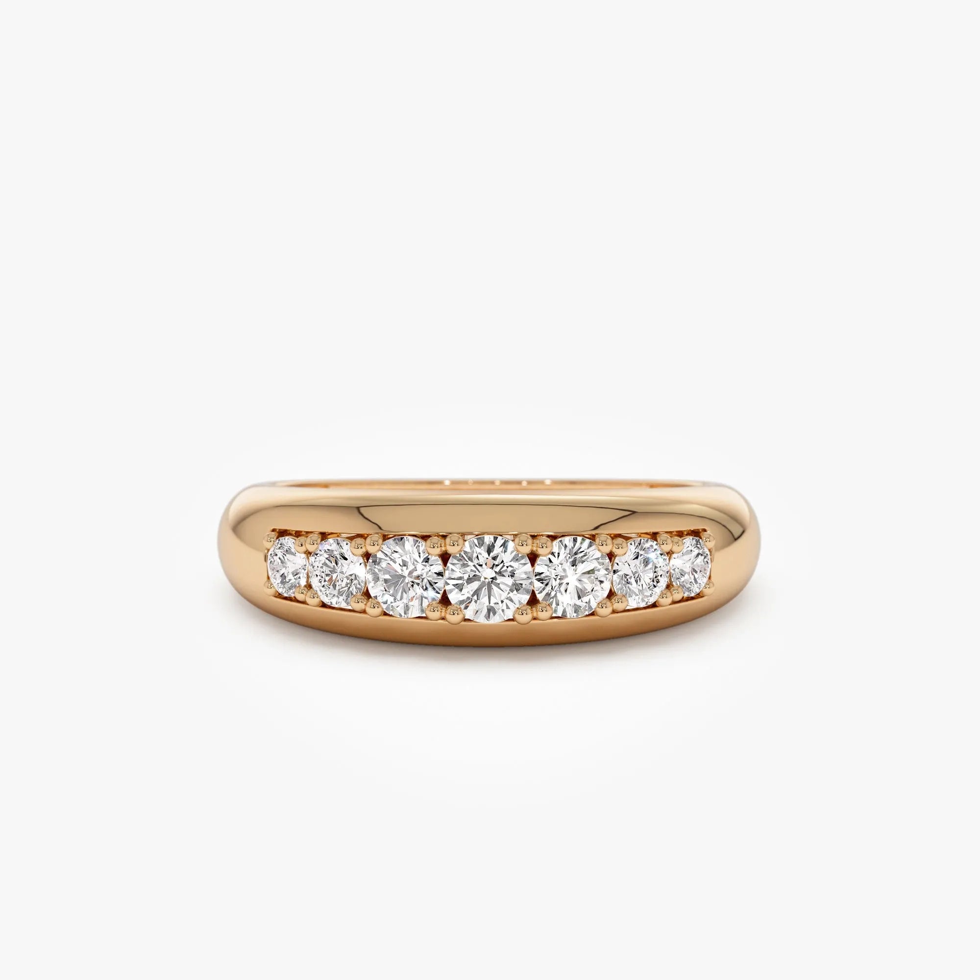 14k Solid Gold Round Diamond 0.45 Carat Dome Ring