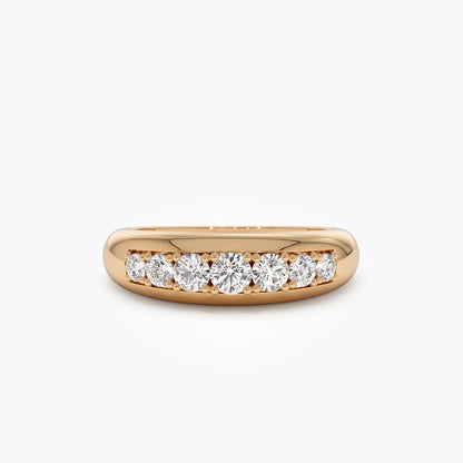 14k Solid Gold Round Diamond 0.45 Carat Dome Ring