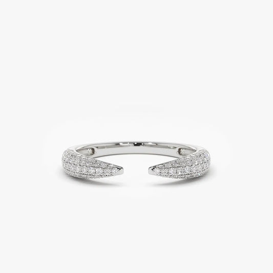 14k Gold Round Diamond 0.40ctw Micro-Pave Claw Ring