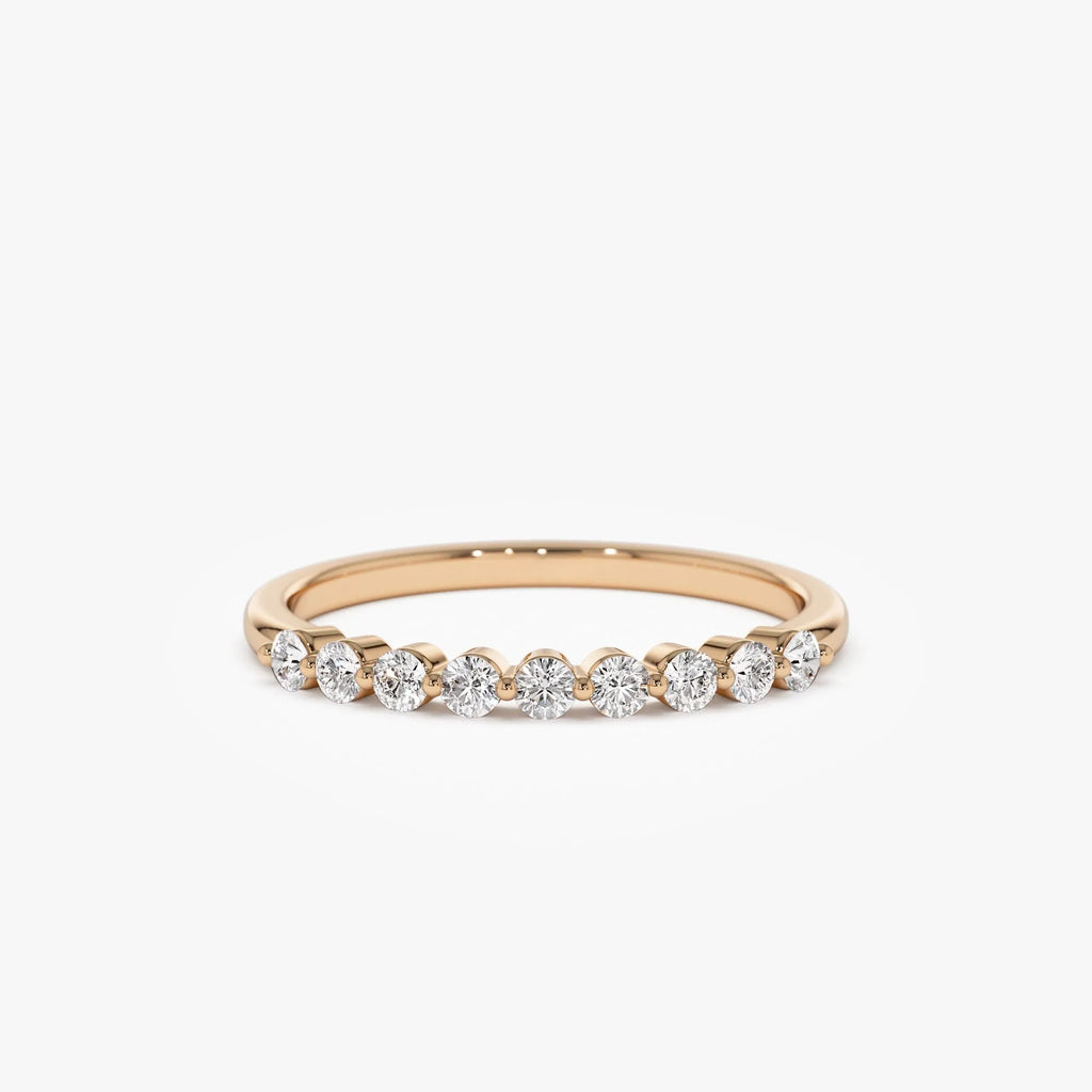 14K Solid Gold Round Diamond 0.30 Carat Single Shared Prong Wedding Ring
