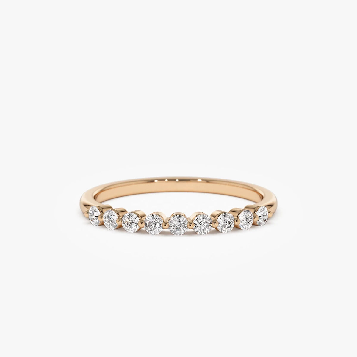 14K Solid Gold Round Diamond 0.30 Carat Single Shared Prong Wedding Ring