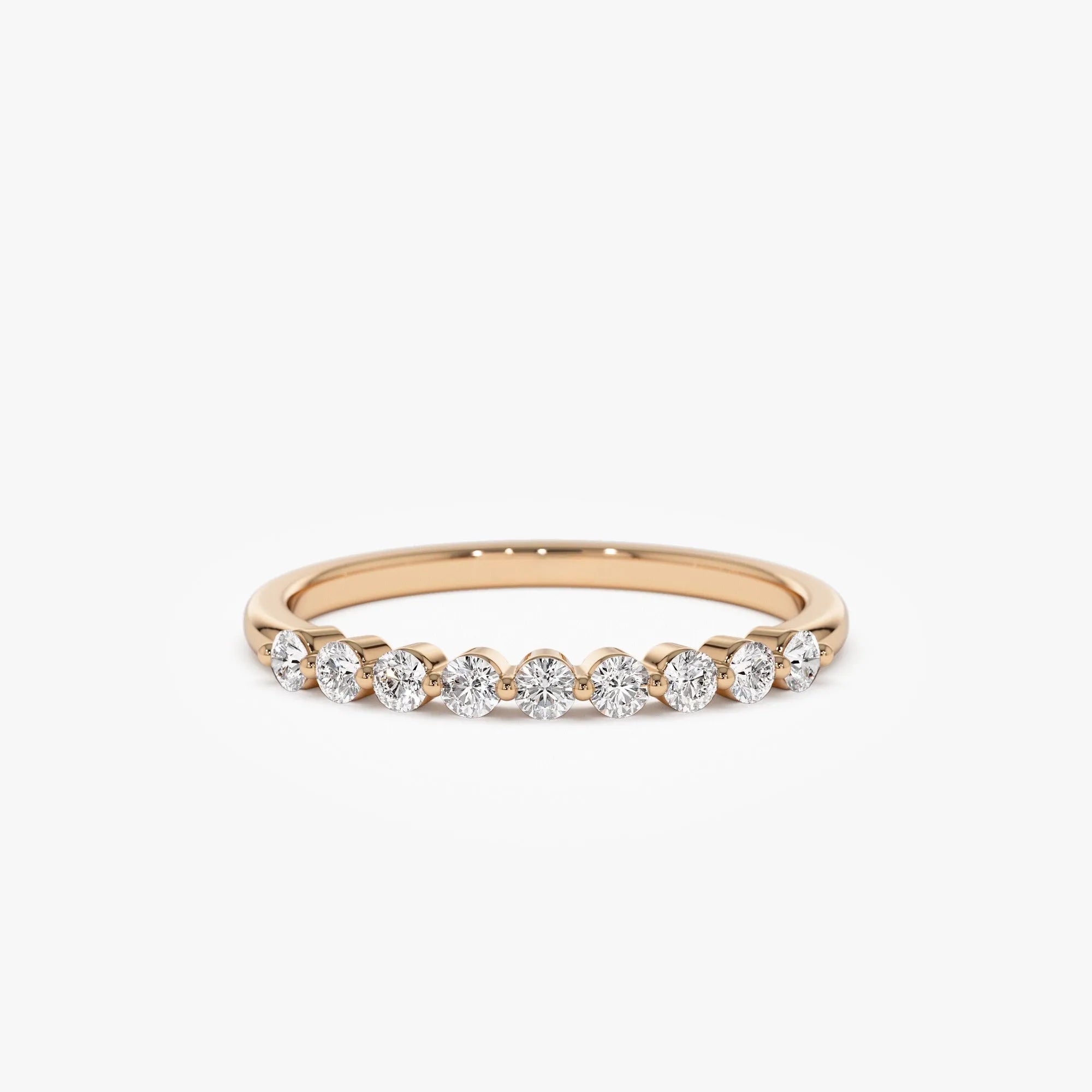 14K Solid Gold Round Diamond 0.30 Carat Single Shared Prong Wedding Ring