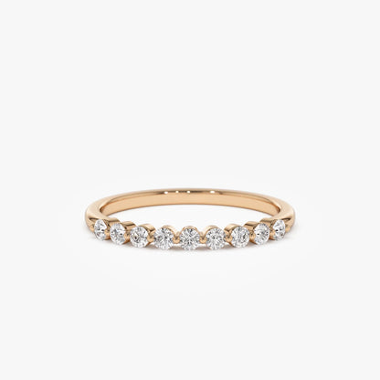 14K Solid Gold Round Diamond 0.30 Carat Single Shared Prong Wedding Ring