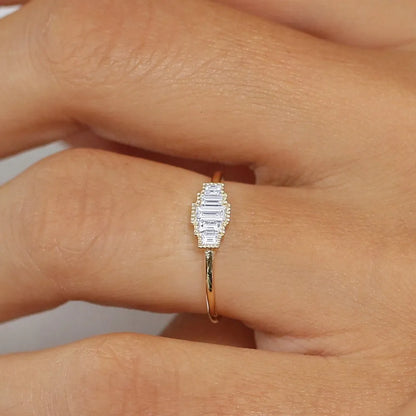 14K Gold Step Cut Baguette Diamond Channel Set Ring 0.38 Ctw