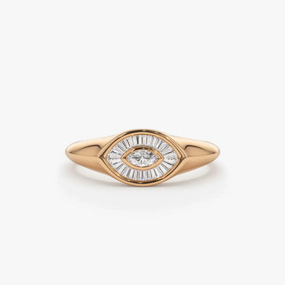 14k Gold Marquise and Baguette Diamond Ring 0.35 ctw