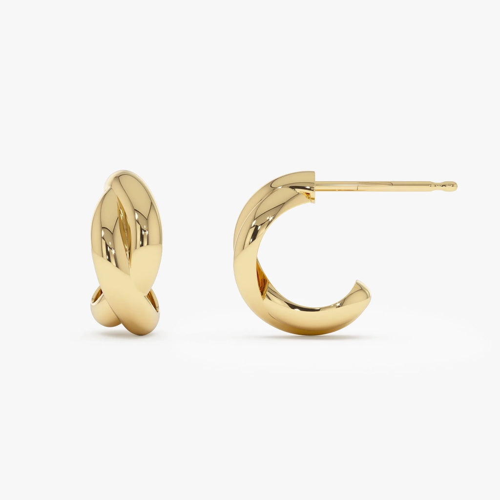 14k Gold Chunky Twisted Hoop Earrings 16mm x 6.8mm