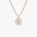 14K Solid Gold Marquise and Round Diamond Cluster Necklace Prong Setting 0.16ctw