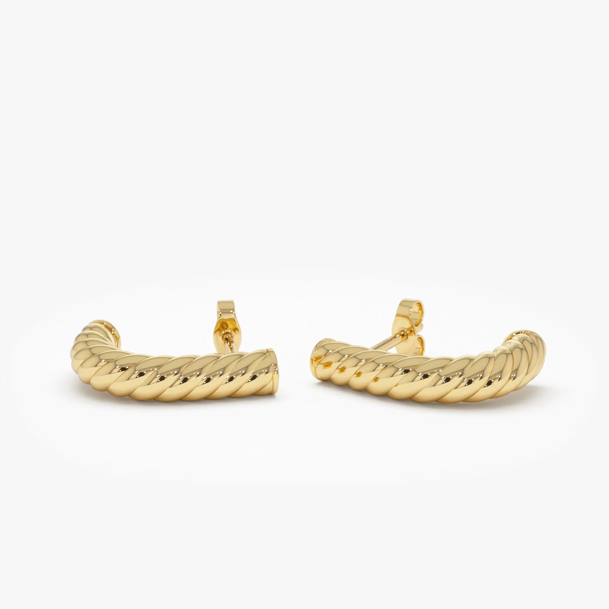 14k Yellow Gold Rope Hoop Earrings 17.7mm Length 3.9mm Width