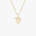 14k Solid Gold Virgo Zodiac Charm Pendant Necklace