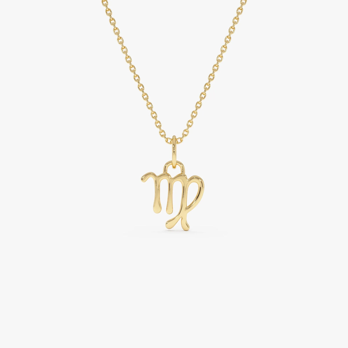 14k Solid Gold Virgo Zodiac Charm Pendant Necklace