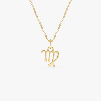 14k Solid Gold Virgo Zodiac Charm Pendant Necklace
