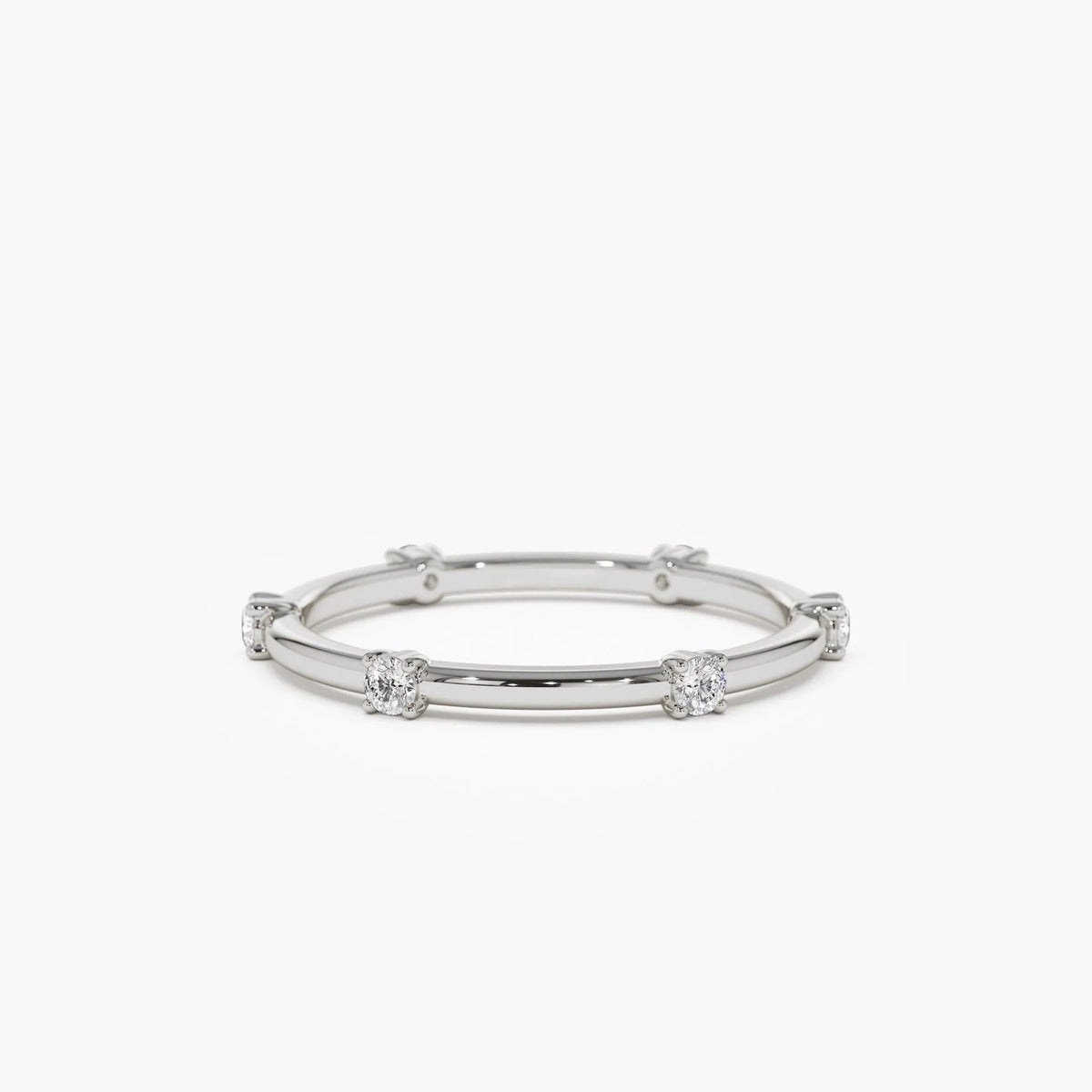 14k Solid Gold Round Diamond Full Eternity Stacking Ring Prong Setting 0.20ctw
