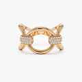 14K Solid Gold Round Diamond 0.23 Carat Horsebit Pave Setting Ring