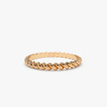 14K Solid Gold 2mm Twisted Rope Stackable Wedding Band Ring