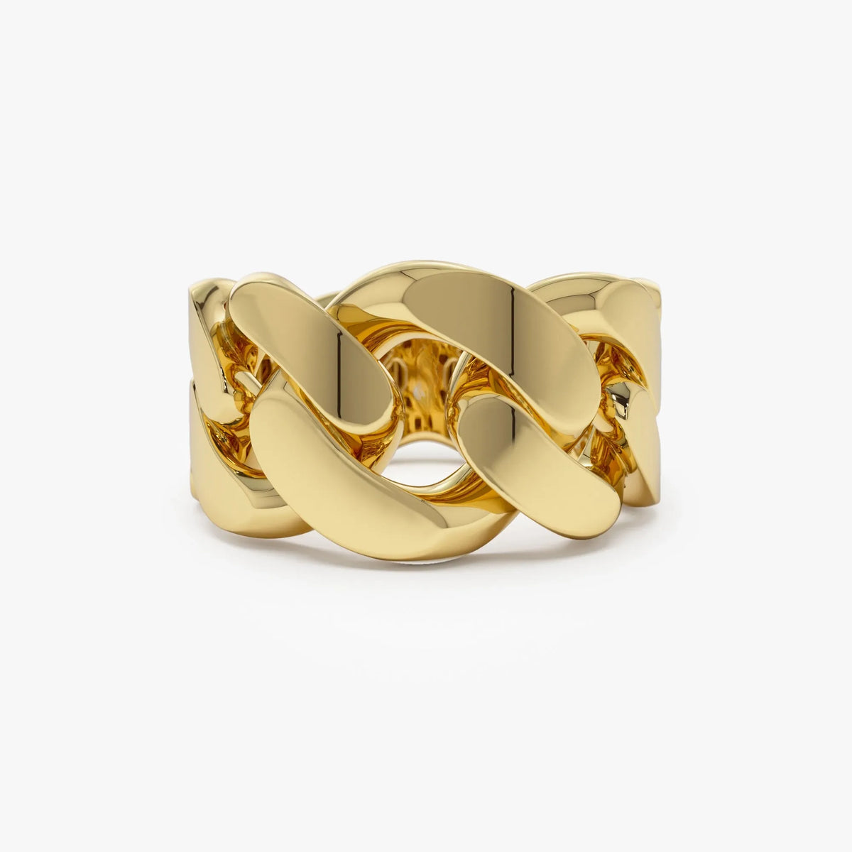 14k Solid Gold Chunky Cuban Curb Chain Link Graduated Statement Ring