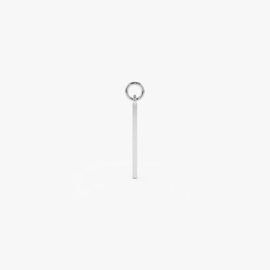 14k Solid Gold Minimalist Vertical Bar Hoop Earring Charm