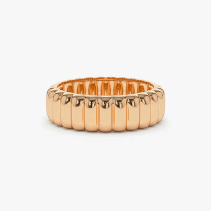 14K Solid Gold Bold Dome Statement Minimalist Band Ring