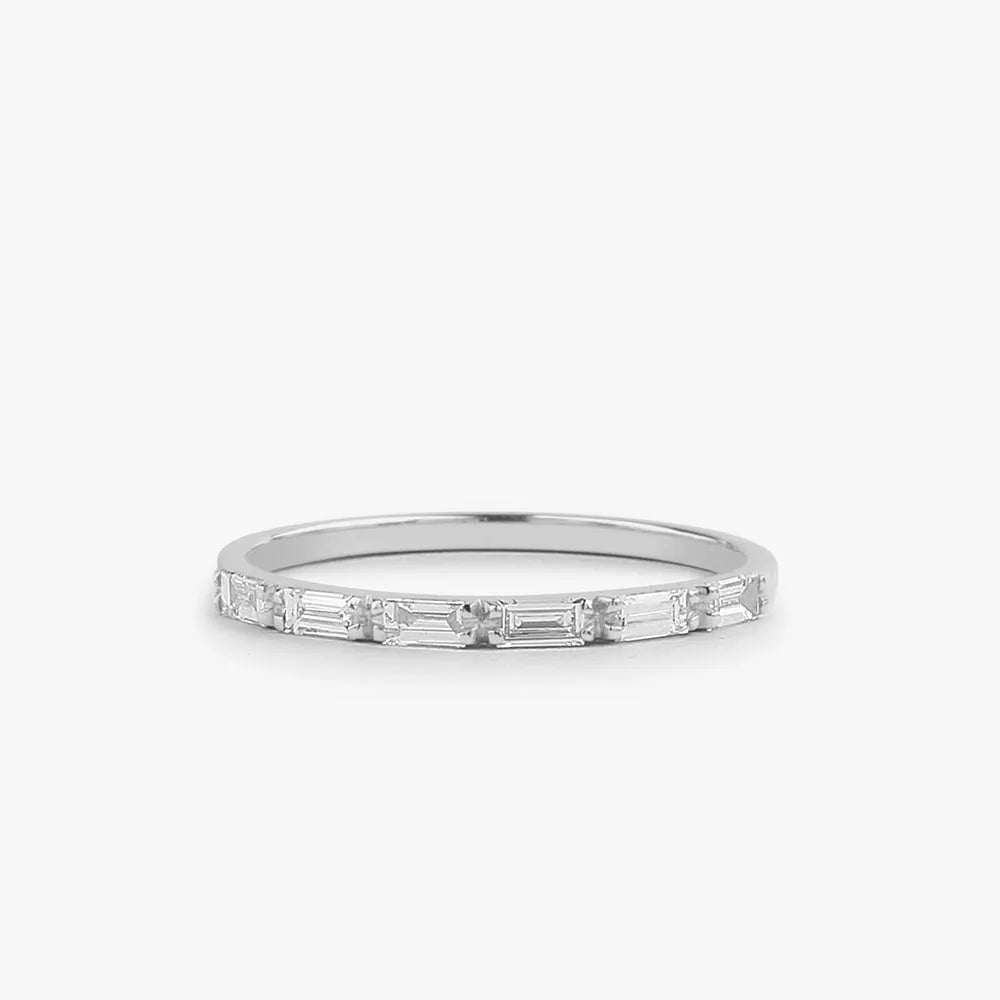 14k Solid Gold Baguette Cut Diamond Micro Prong Wedding Band 0.32 ctw