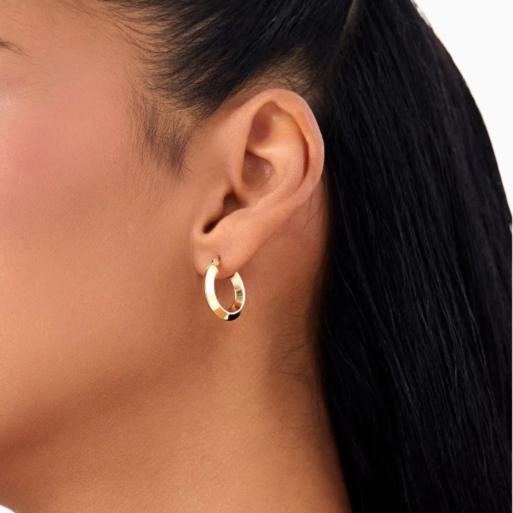 14k Yellow Gold Mirror Finish Hoop Earrings