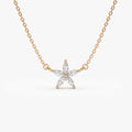14K Solid Gold Marquise Diamond Flower Pendant Necklace 0.32ctw