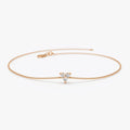 14K Solid Gold Round Diamond Three Stone Floating Triangle Bracelet Prong Setting 0.09 Carat