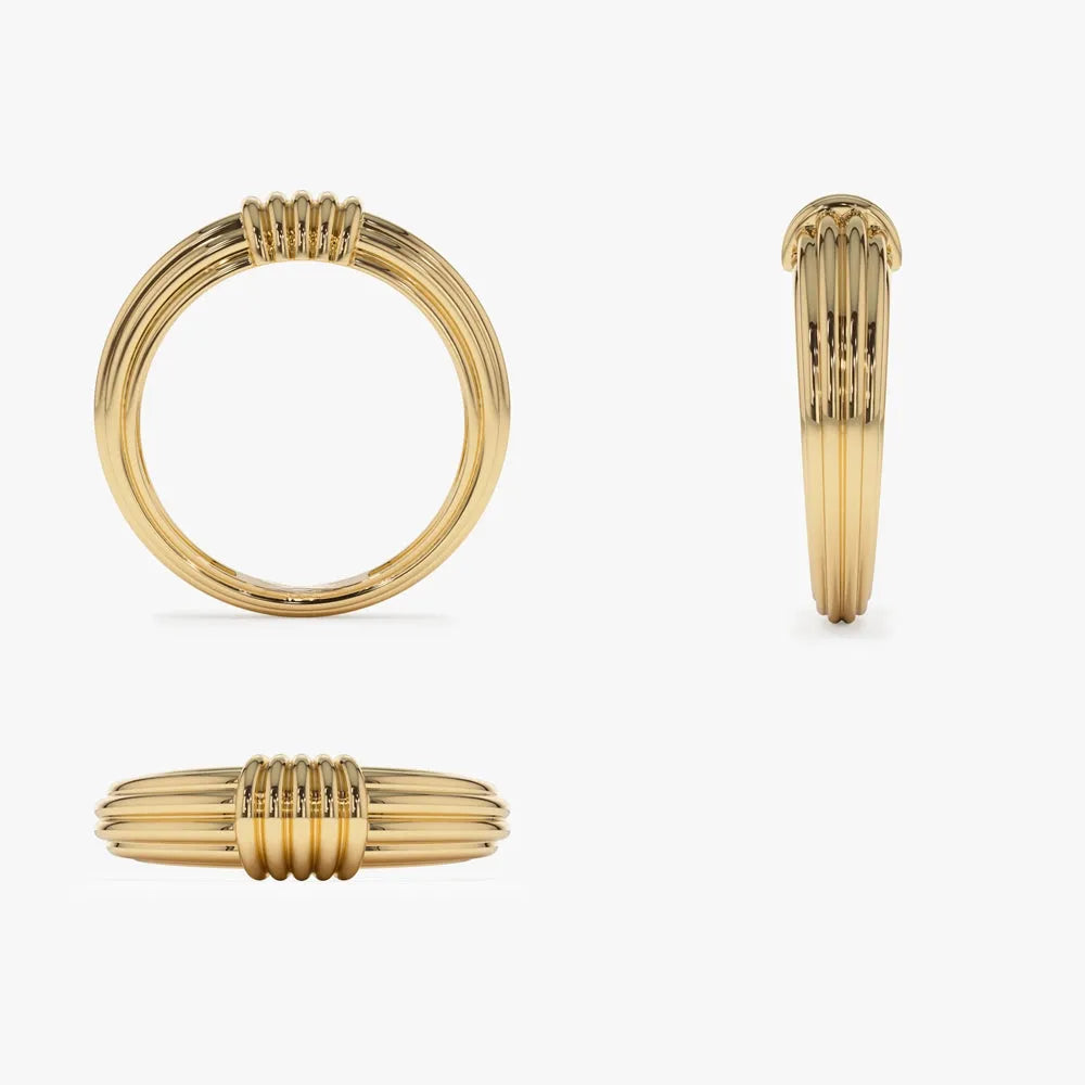 14k Ribbed Dome Graduating Gold Ring