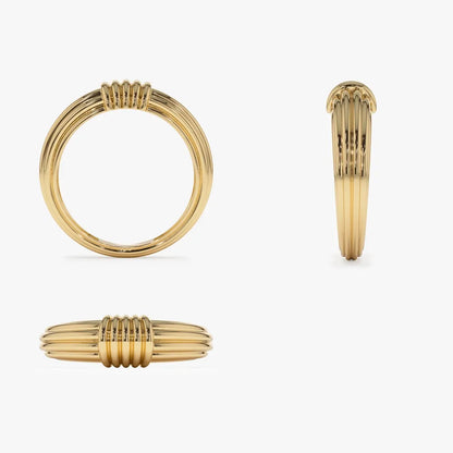 14k Ribbed Dome Graduating Gold Ring