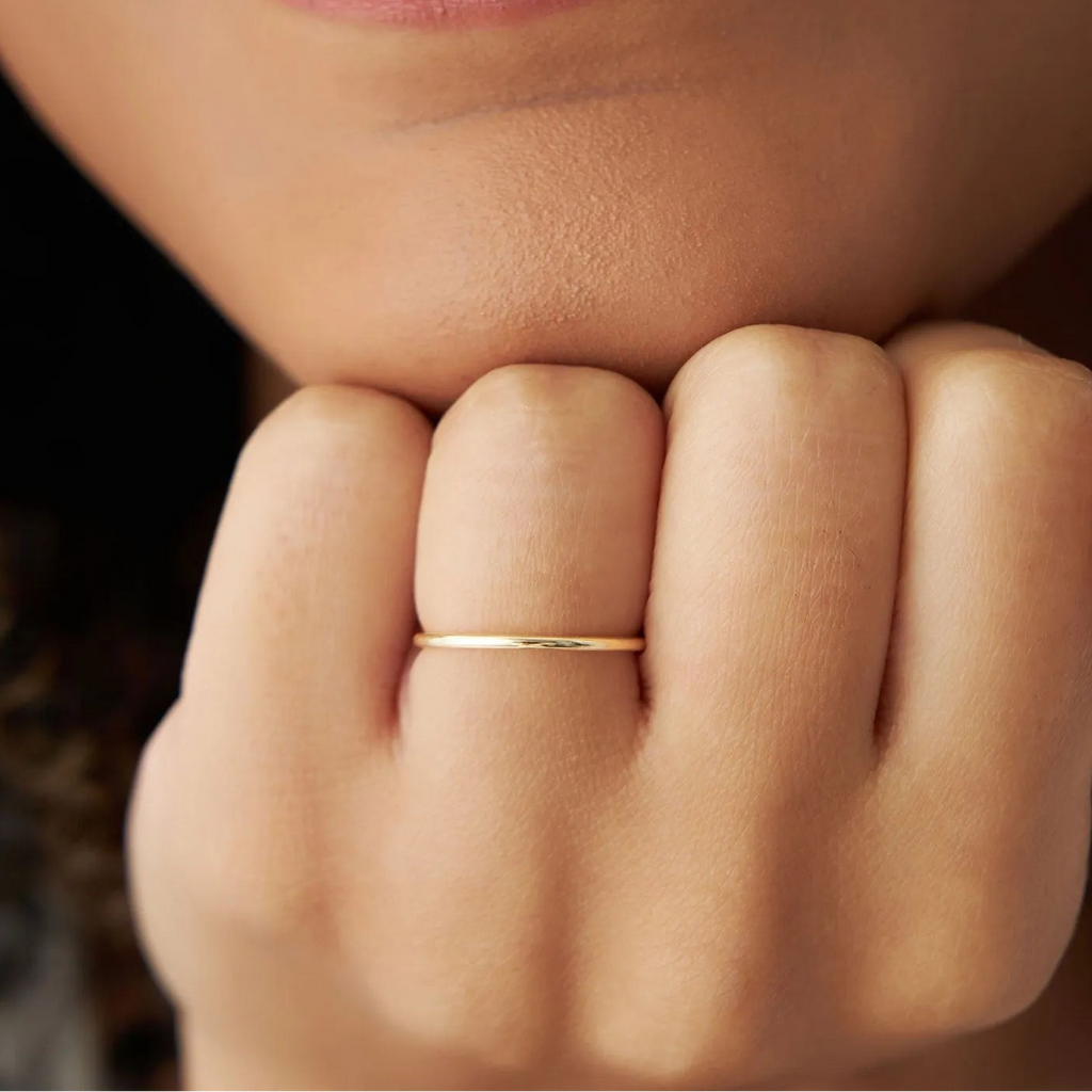 14K Solid Gold 1.2mm Twisted Rope Stackable Ring Set