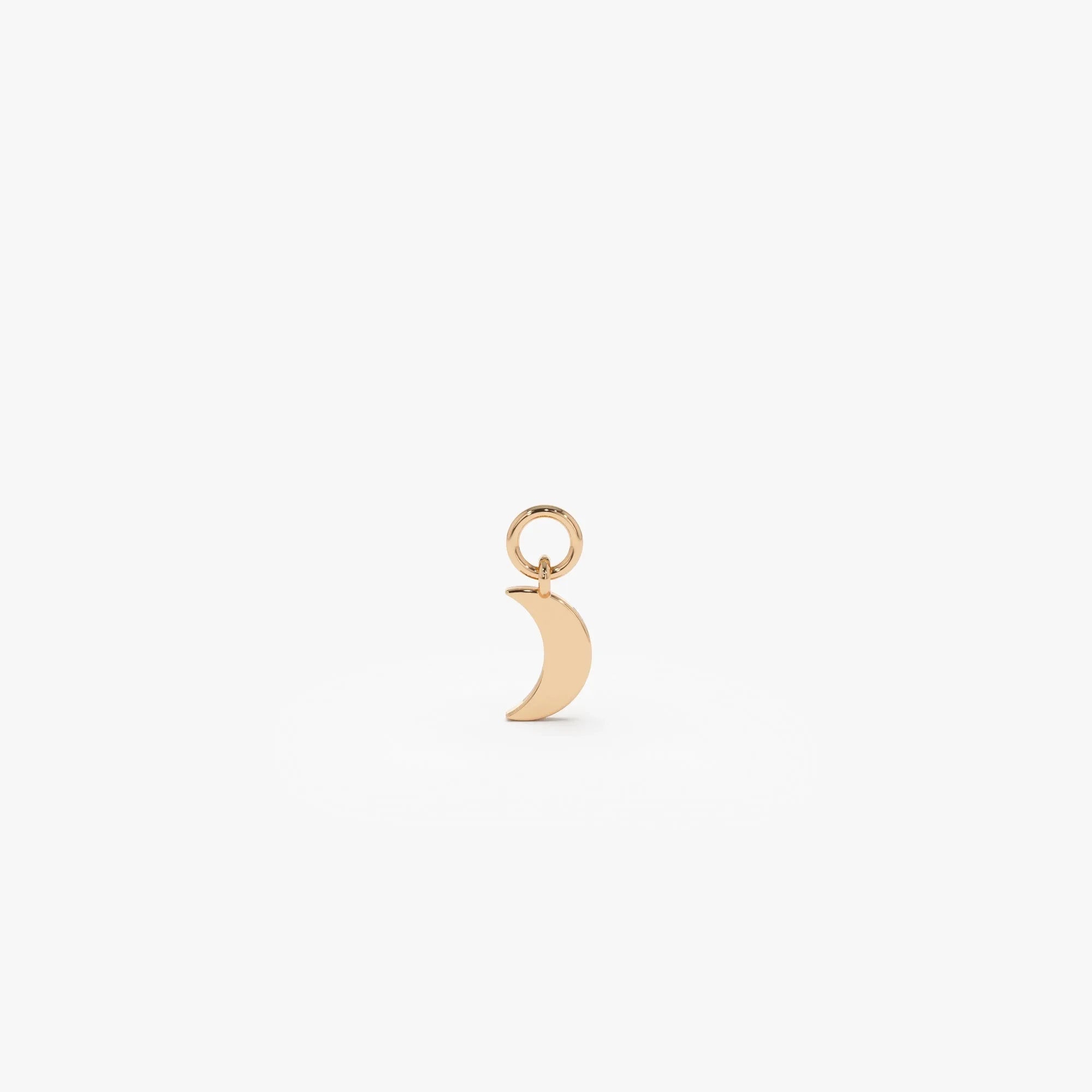 14k Solid Gold Crescent Moon Charm for Hoop Earrings