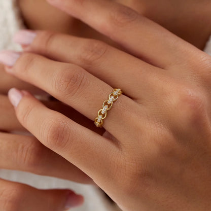 14k Gold Round Diamond 0.35 ctw Full Eternity Link Ring