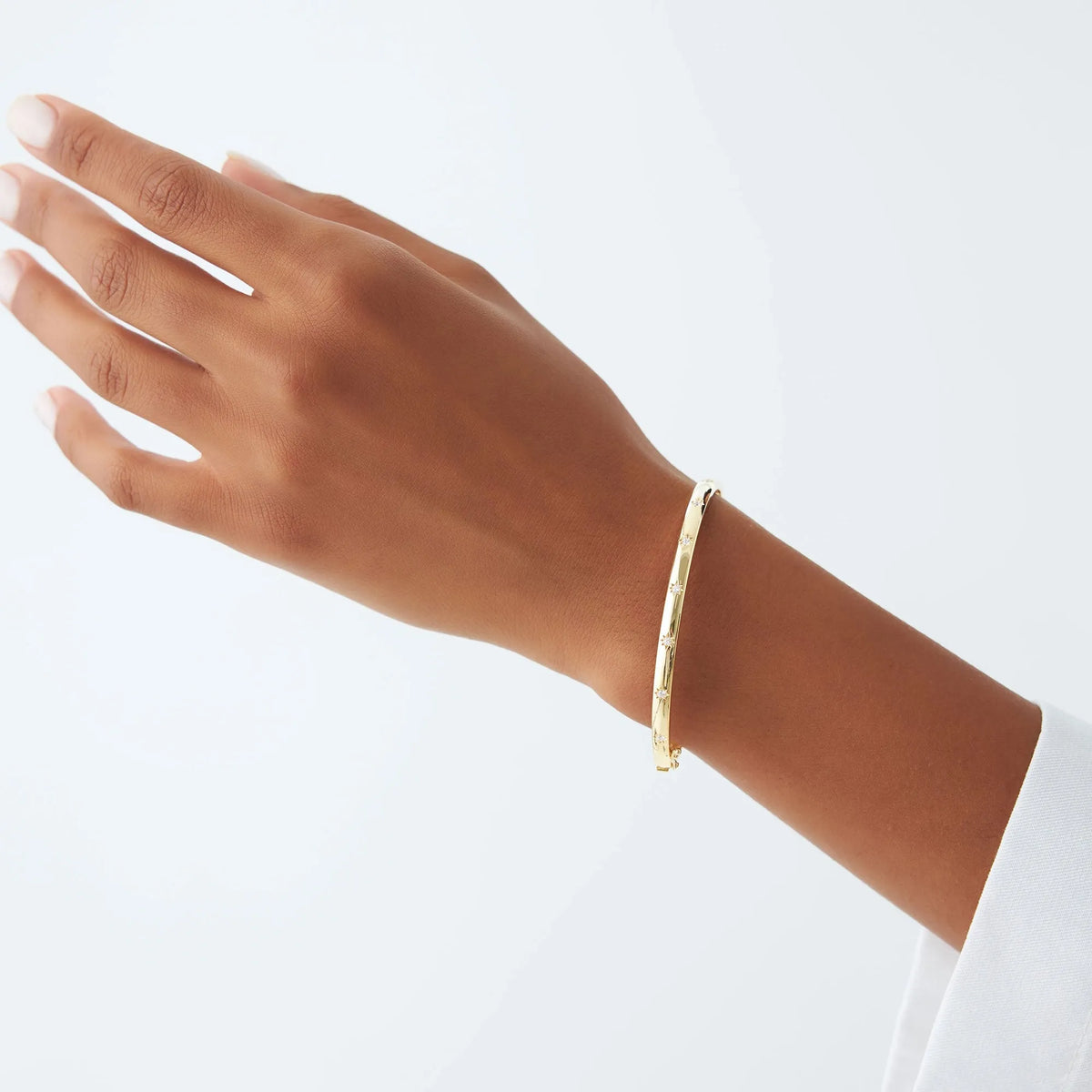 14K Gold 4MM Wide Dome X Cut Design Bangle Bracelet