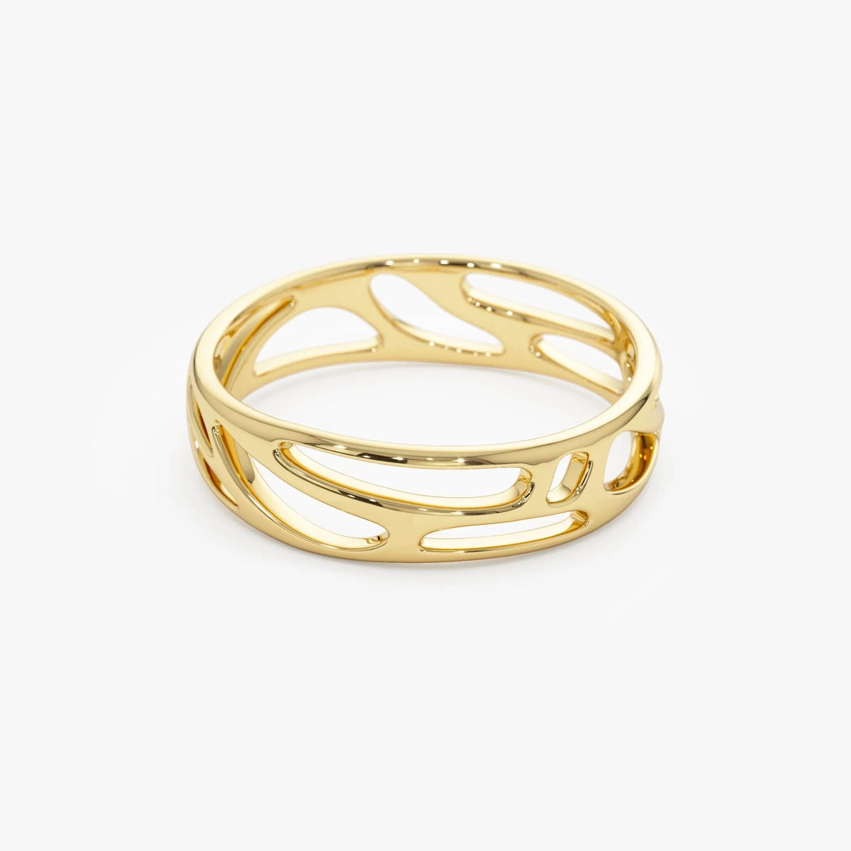 14k Gold Sculptural Statement Ring 5mm Wide Modern Band
