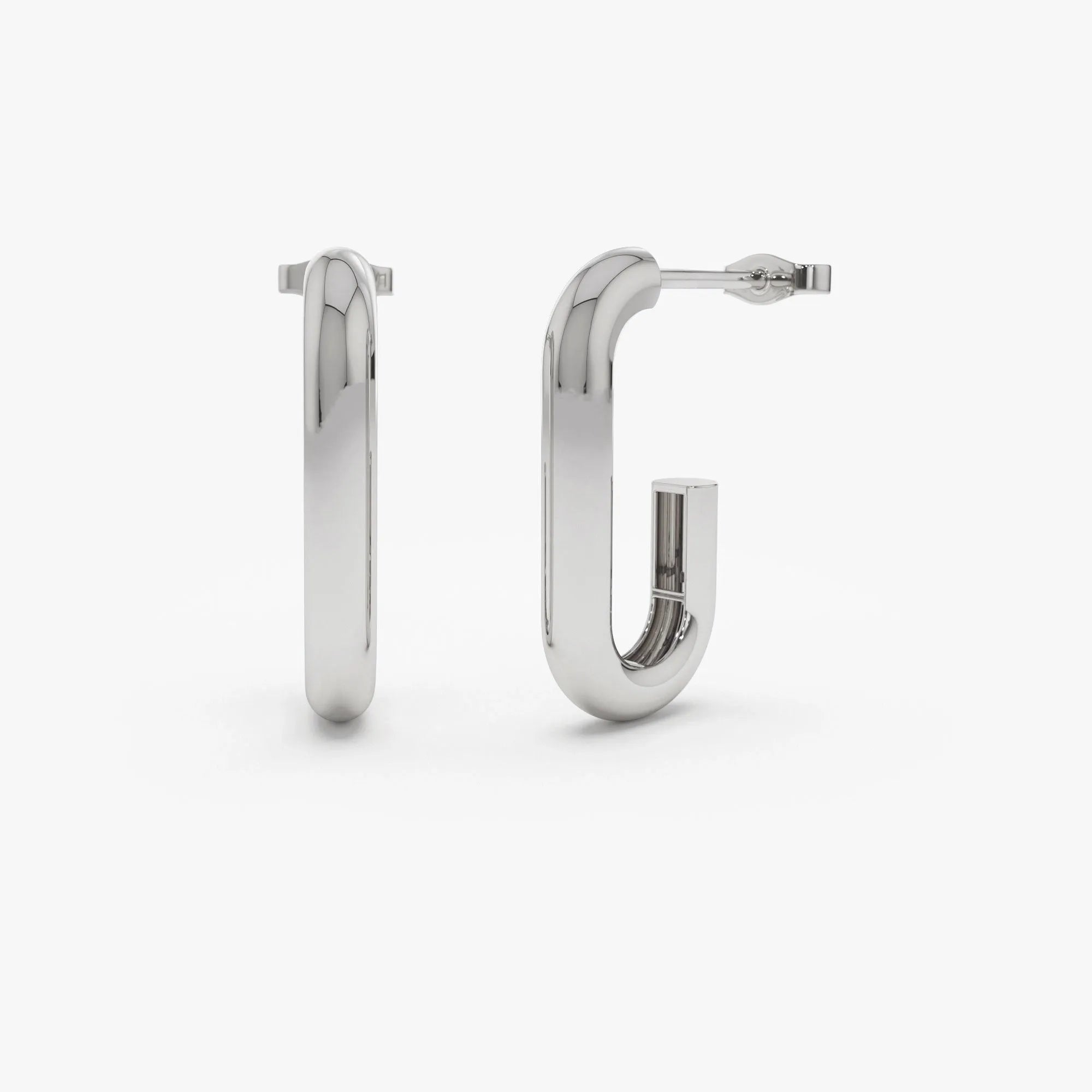 14k Gold Bold Paperclip Link Hoop Earrings 18mm Drop 3.5mm Width