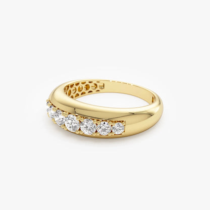 14k Solid Gold Round Diamond 0.45 Carat Dome Ring