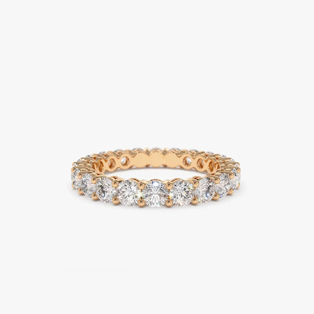 14k Gold Round Diamond Full Eternity Ring Basket Setting 2.25ctw