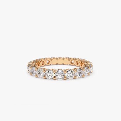 14k Gold Round Diamond Full Eternity Ring Basket Setting 2.25ctw