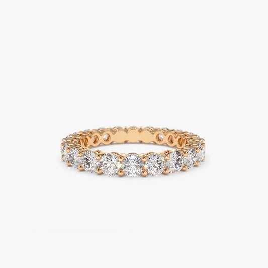14k Gold Round Diamond Full Eternity Ring Basket Setting 2.25ctw