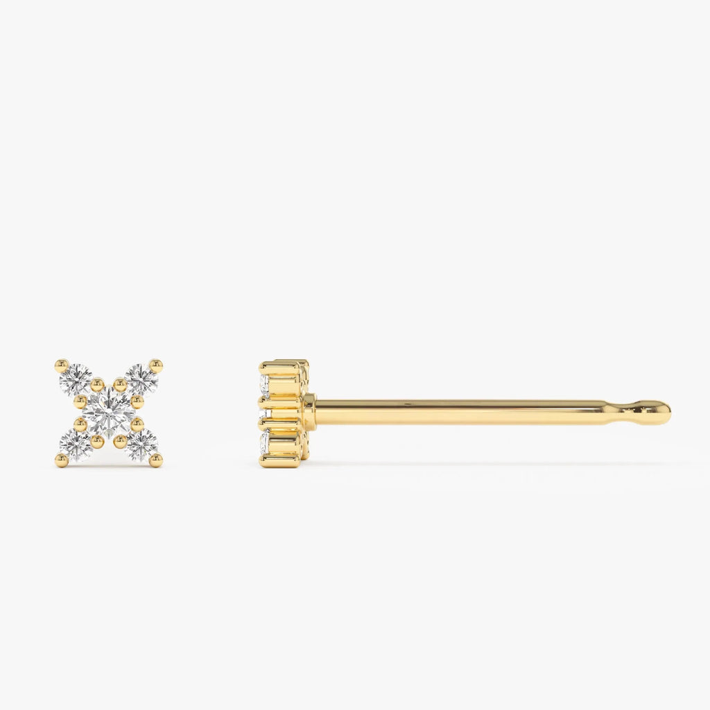 14k Gold Diamond Round Cut Criss Cross X Stud Earrings 0.15 ctw
