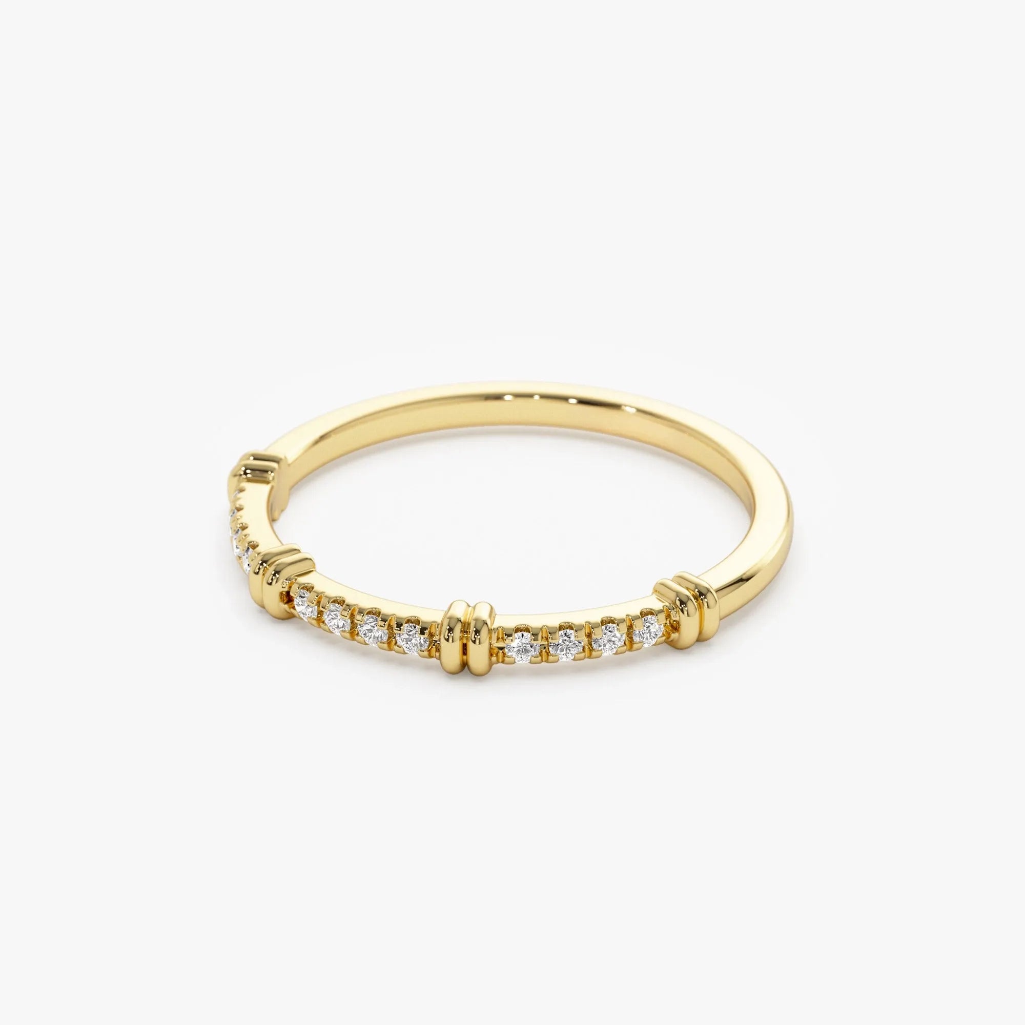 14K Solid Gold Round Diamond 0.12ctw Stackable Band Ring