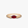 14k Gold Natural Ruby Marquise Cut Horizontal Ring 0.27 ctw
