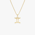 14k Solid Gold Gemini Zodiac Charm Pendant Necklace