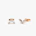 14k Gold Diamond Baguette and Round Cut Earrings Prong Setting 0.14 ctw