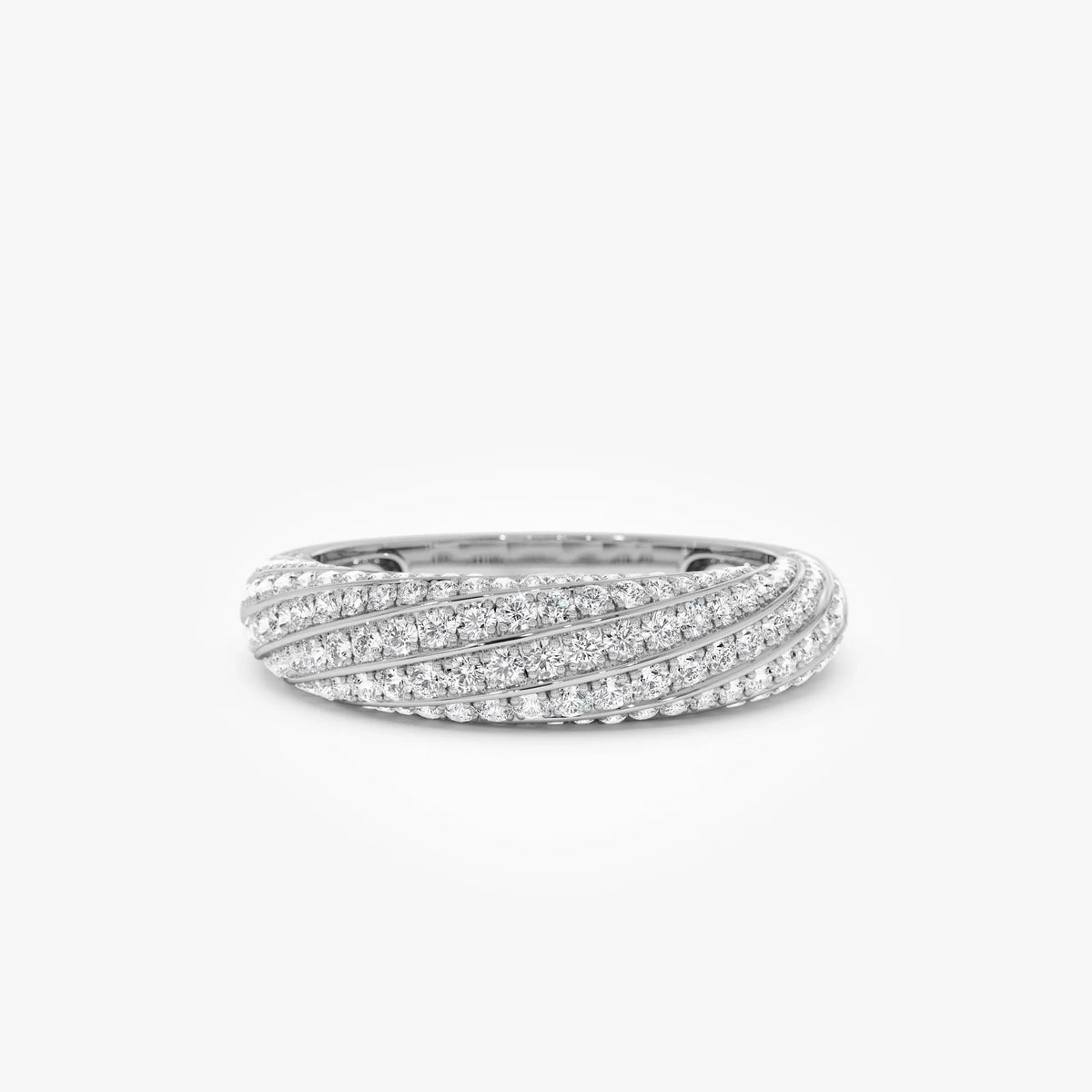 14K Solid Gold Round Diamond 0.85 Carat Pave Unique Twist Design Ring