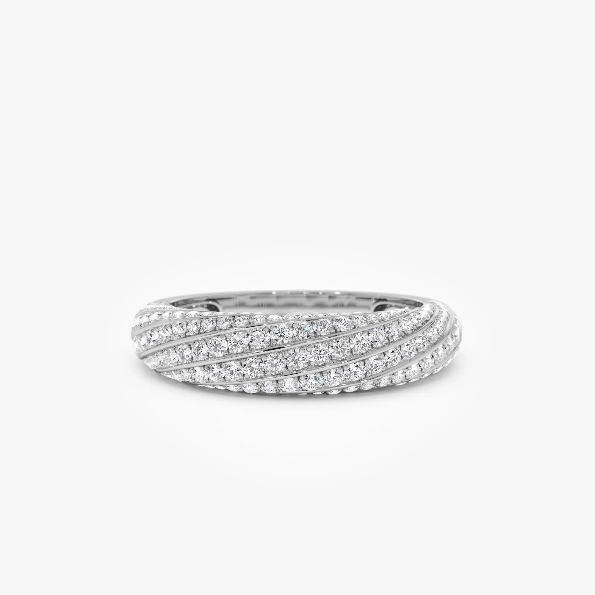 14K Solid Gold Round Diamond 0.85 Carat Pave Unique Twist Design Ring