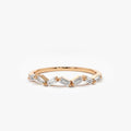 14K Gold Diamond Baguette Slanted Stacking Ring 0.23 Carat