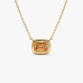 14k Solid Gold Citrine Emerald Cut Necklace 0.95 Carat Prong Setting