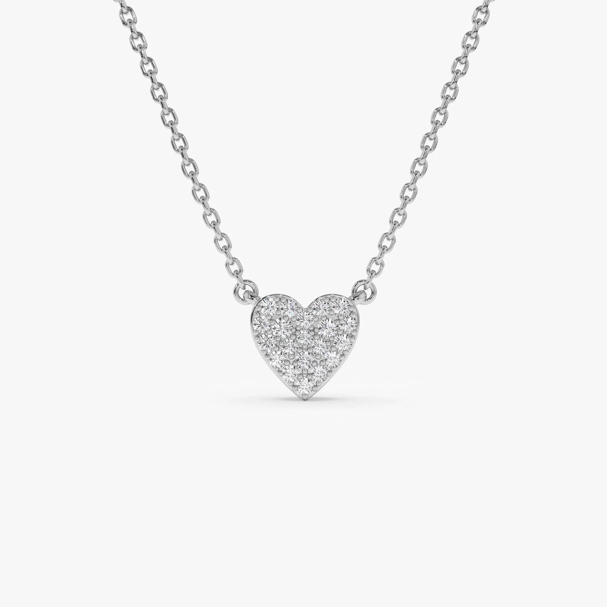 14K Solid Gold 0.22 CTW Round Diamond Mini Heart Necklace