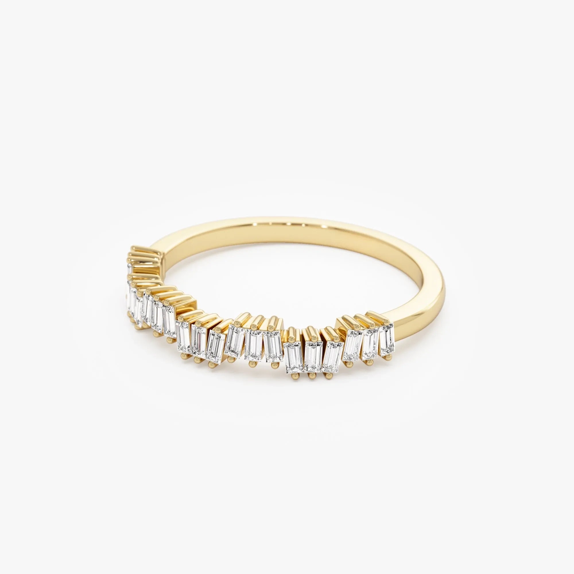 14k Gold Baguette Diamond 0.30 CTW 3mm Asymmetrical Wedding Ring