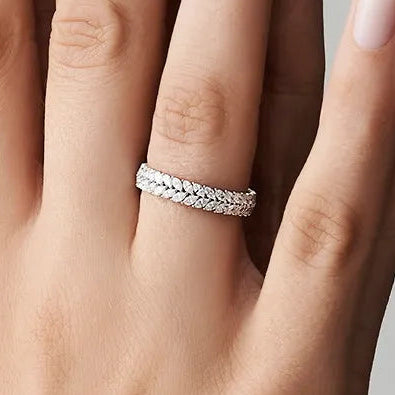 14k Gold 1.82 CTW Marquise Diamond Double Row Prong Set Ring